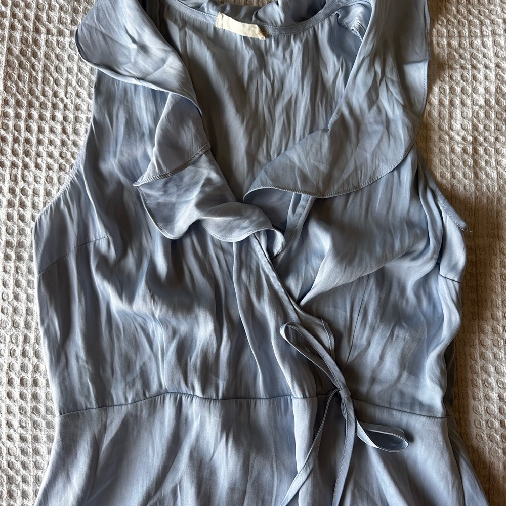 💙 Altar’d State Light Blue Ruffle Wrap Dress – Size M - Picture 5 of 8